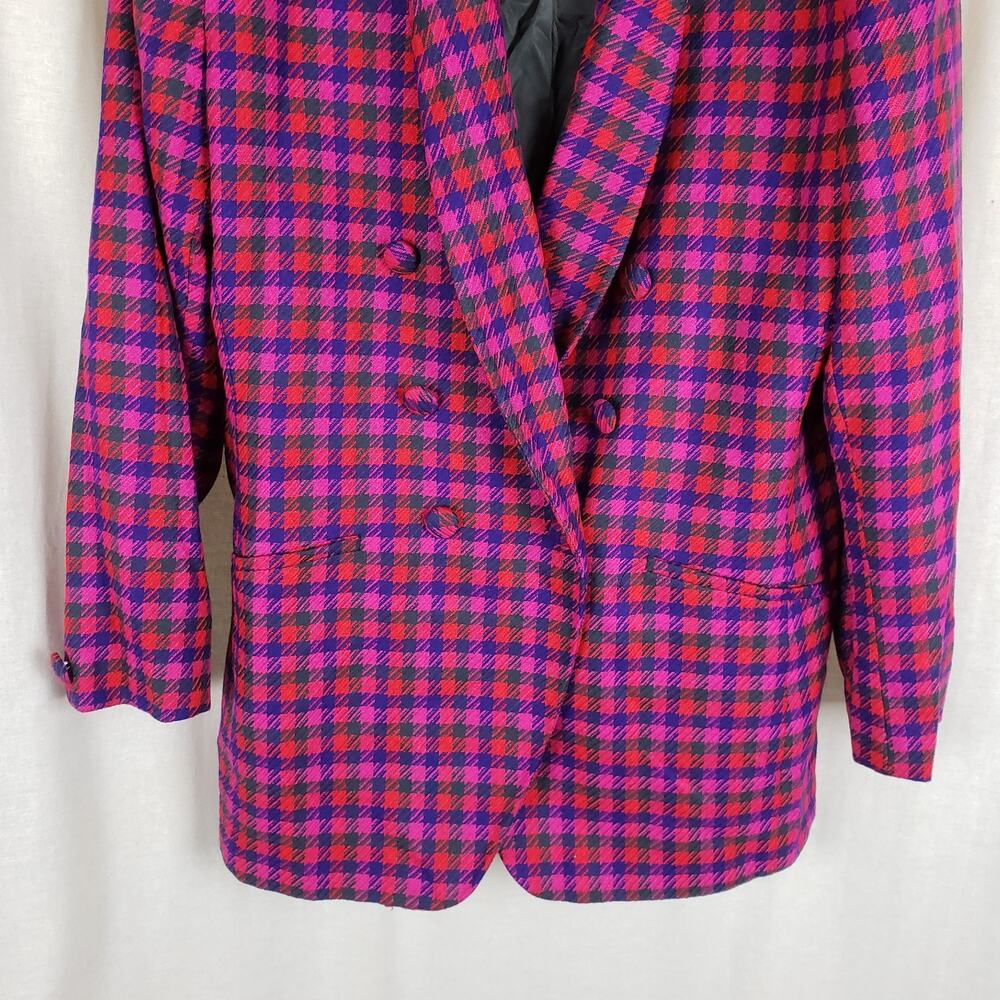 Vtg Evan Picone Houndstooth Wool Plaid Blazer Jacket Skirt Suit Set Womens sz 16 - Picture 4 of 14